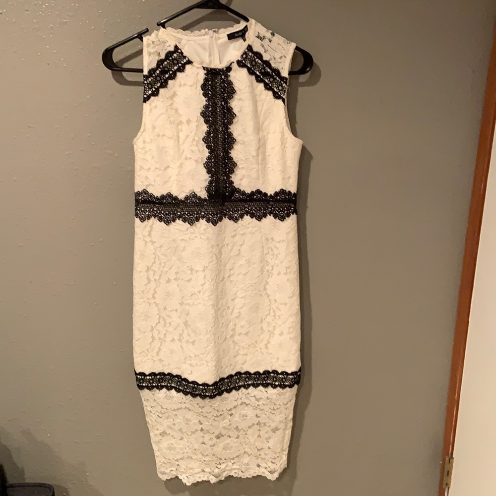 White and black dress with detailed lace
